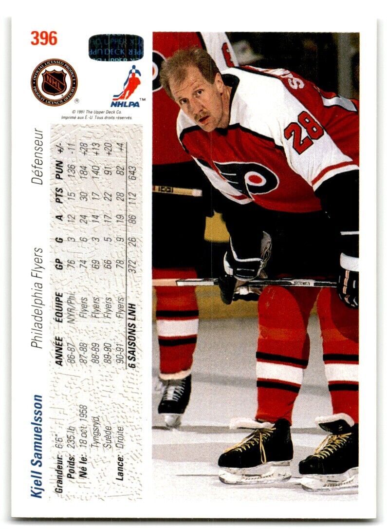 1991-92 Upper Deck French Kjell Samuelsson Philadelphia Flyers #396