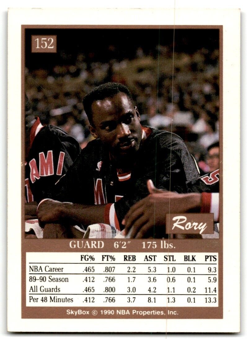 1990-91 SkyBox Rory Sparrow Miami Heat #152