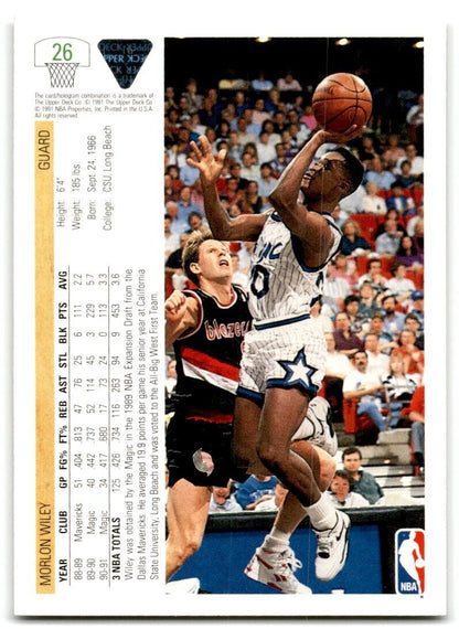 1991-92 Upper Deck Morlon Wiley Orlando Magic #26