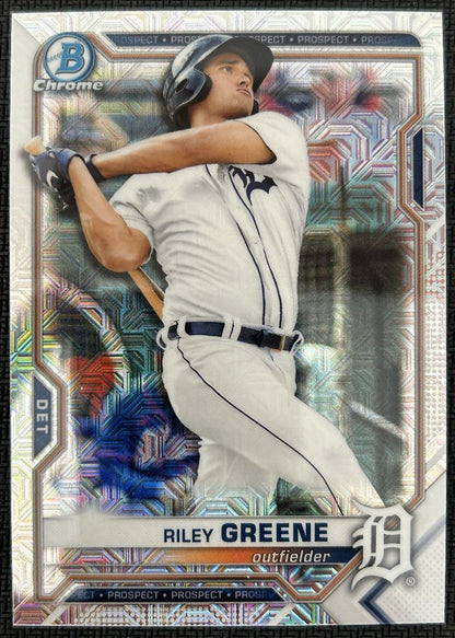 2021 Bowman Chrome Prospects Atomic Refractor Mojo Riley Greene Detroit Tigers