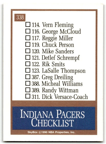 1990-91 SkyBox Indiana Pacers Indiana Pacers #338