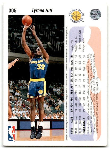 1992-93 Upper Deck Tyrone Hill Golden State Warriors #305