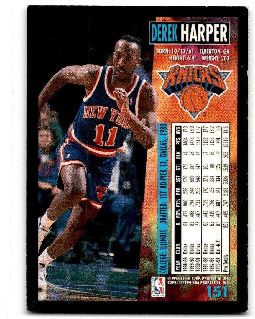 1994-95 Fleer Derek Harper New York Knicks #151