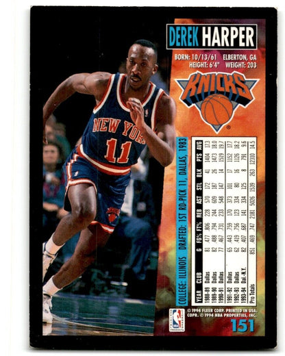 1994-95 Fleer Derek Harper New York Knicks #151