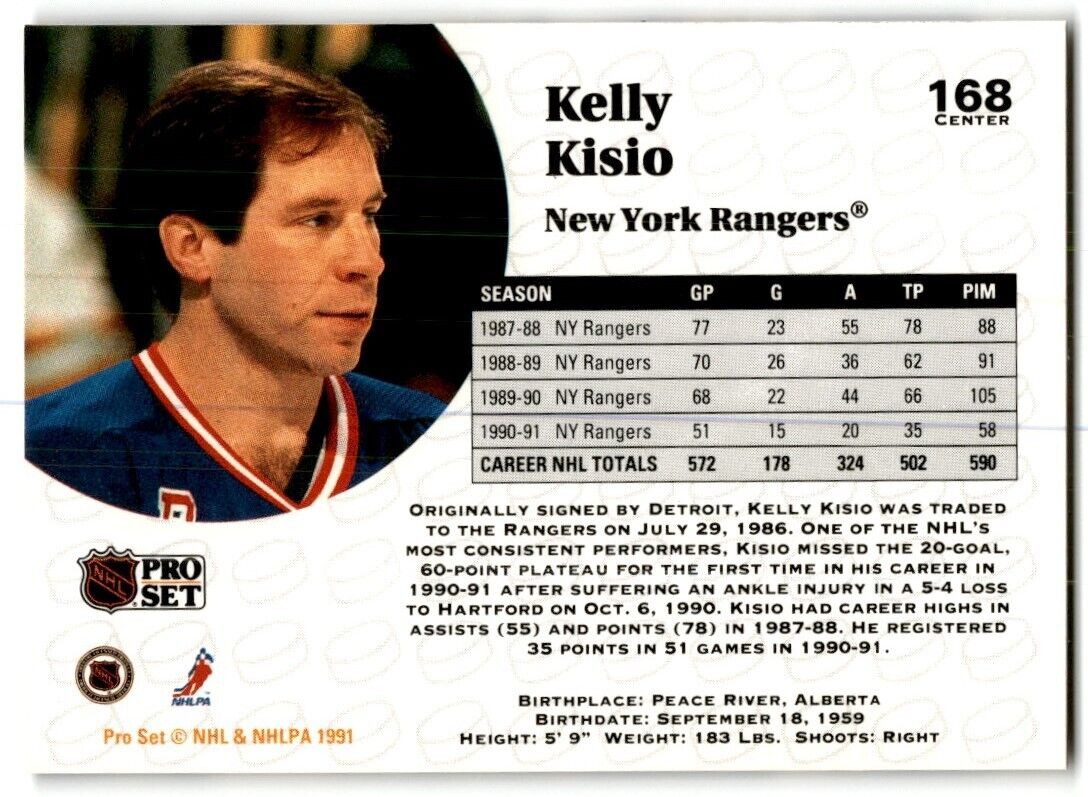 1991-92 Pro Set Kelly Kisio Minnesota North Stars #168