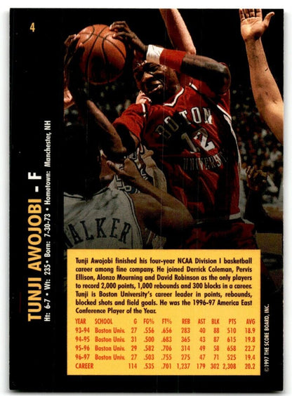 1997-98 Score Board Rookies Tunji Awojobi Boston Terriers #4