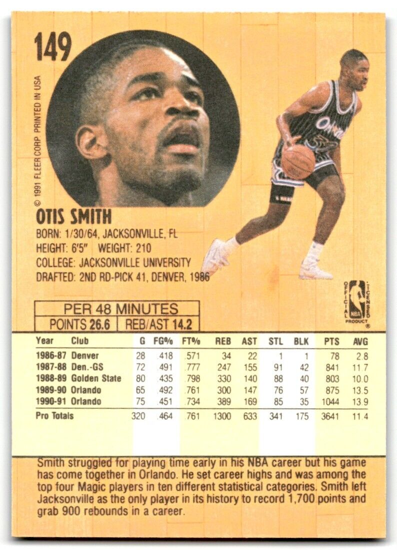 1991-92 Fleer Otis Smith Orlando Magic #149