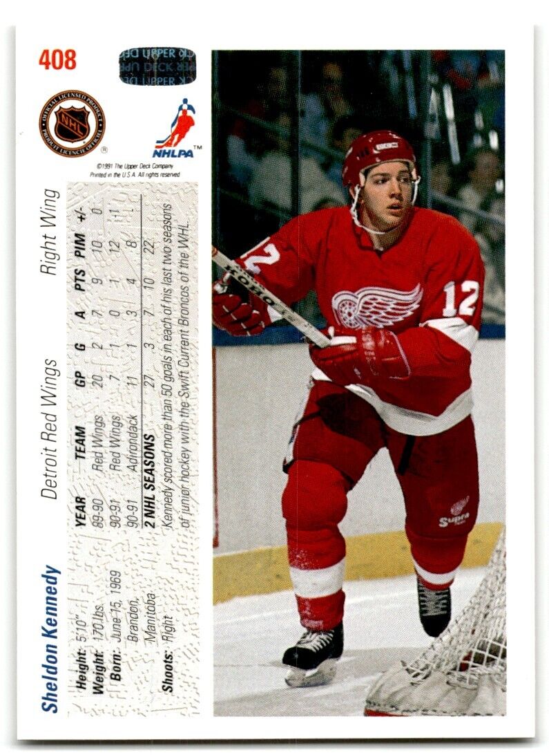 1991-92 Upper Deck Sheldon Kennedy Detroit Red Wings #408