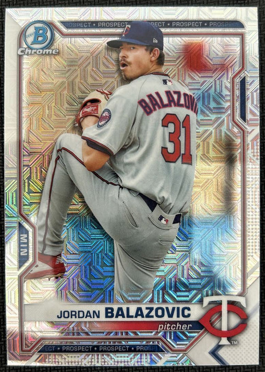 2021 Bowman Chrome Prospects Atomic Refractor Mojo Jordan Balazovic Minnesota