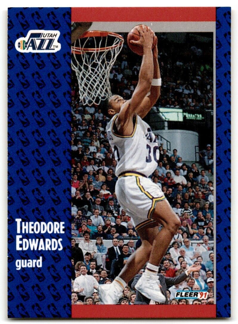 1991-92 Fleer Theodore Edwards Utah Jazz #199