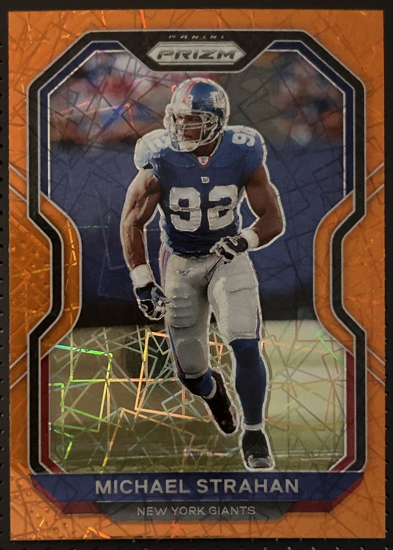 2020 Panini Prizm Orange Laser Michael Strahan Orange New York Giants #166