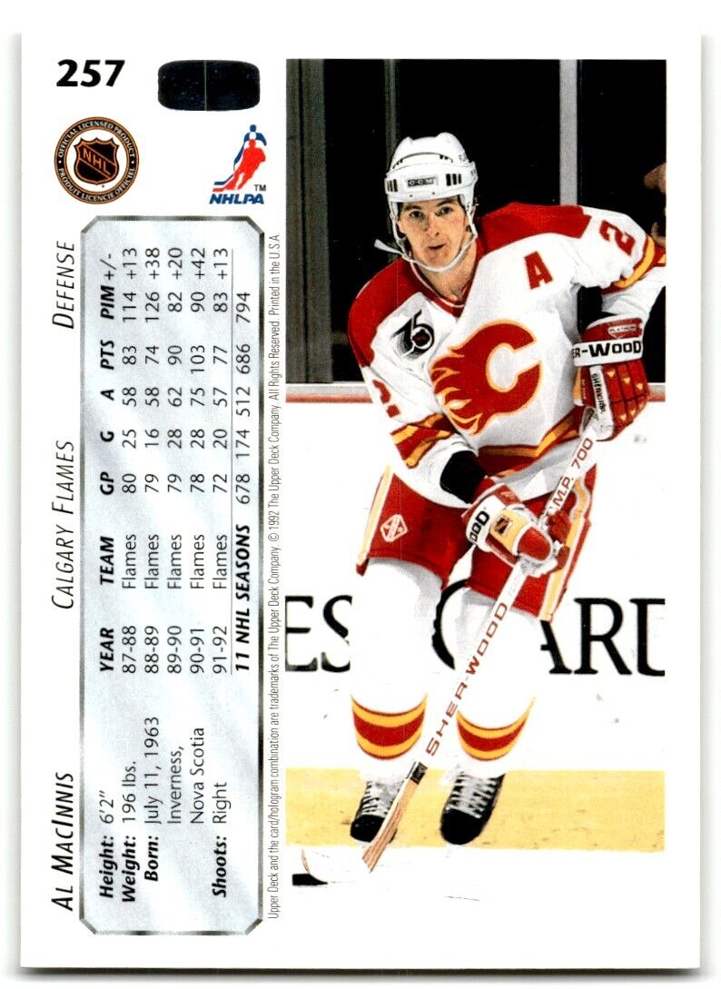 1992-93 Upper Deck Al MacInnis Calgary Flames #257