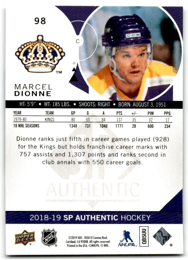 2018-19 SP Authentic Marcel Dionne Los Angeles Kings #98