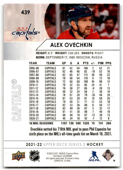 2021-22 Upper Deck Alex Ovechkin Washington Capitals #439