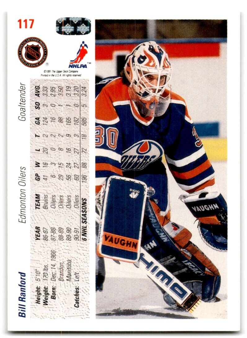 1991-92 Upper Deck Bill Ranford Edmonton Oilers #117