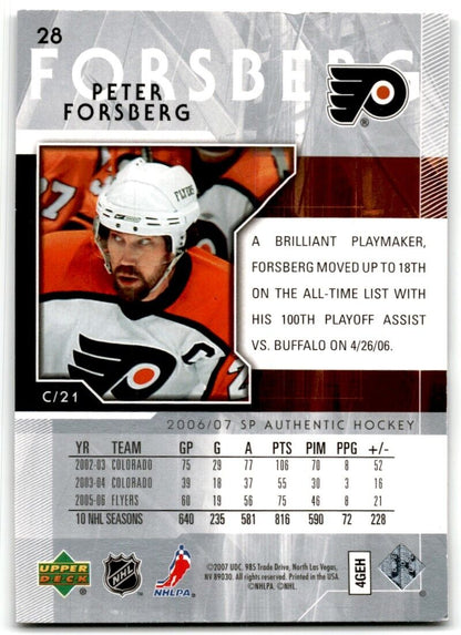 2006-07 Upper Deck SP Authentic Peter Forsberg Philadelphia Flyers #28