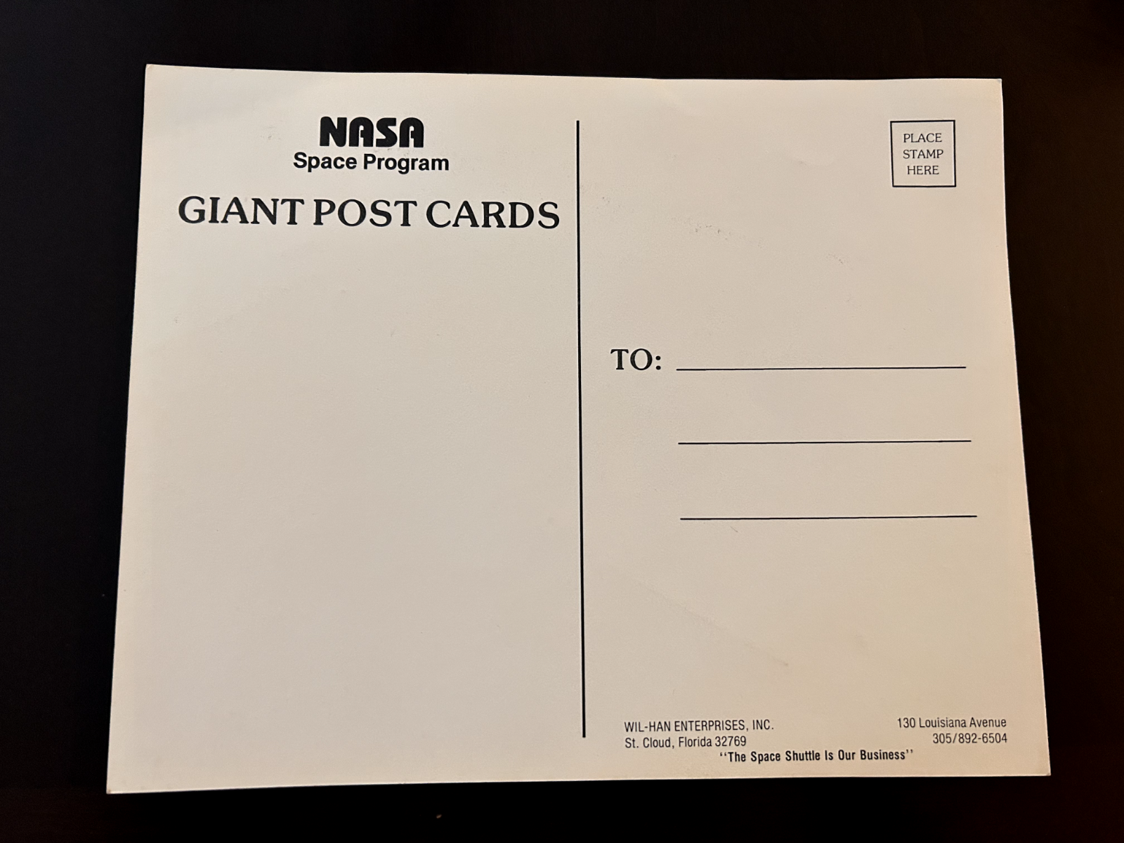 NASA Space Shuttle launch Grand Postal Card 10x8