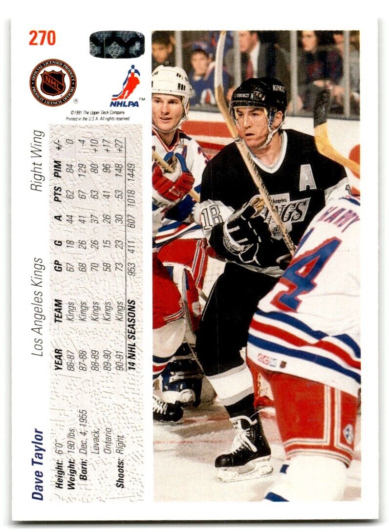 1991-92 Upper Deck Dave Taylor Los Angeles Kings #270