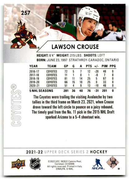 2021-22 Upper Deck Lawson Crouse Arizona Coyotes #257