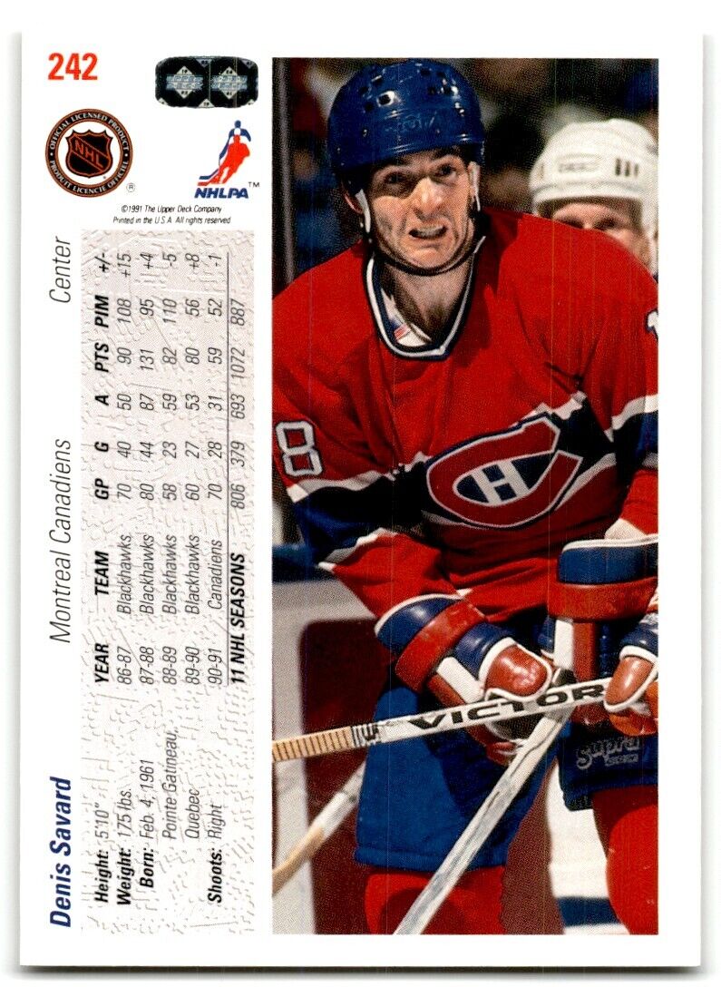 1991-92 Upper Deck Denis Savard Montreal Canadiens #242