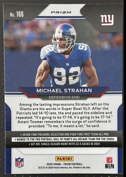 2020 Panini Prizm Orange Laser Michael Strahan New York Giants #166 Parallel