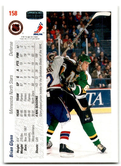 1991-92 Upper Deck Brian Glynn Rookie Minnesota North Stars #158