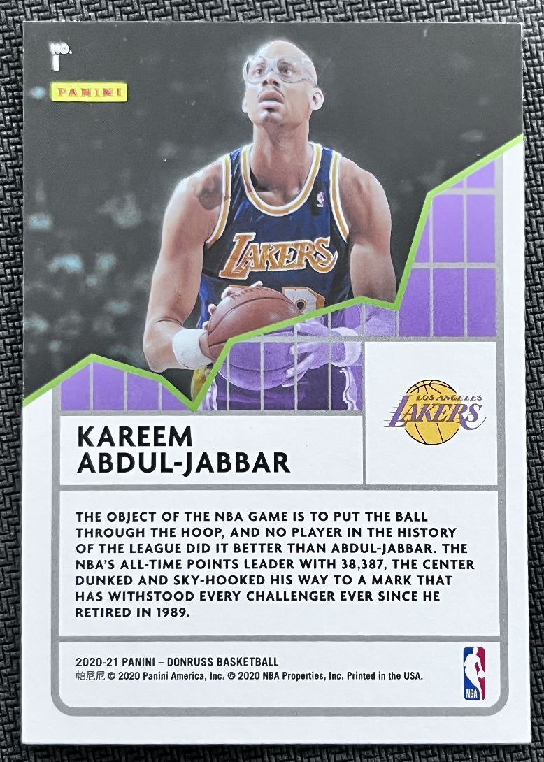 2020-21 Donruss All Time League Leaders Kareem Abdul-Jabbar Los Angeles Lakers