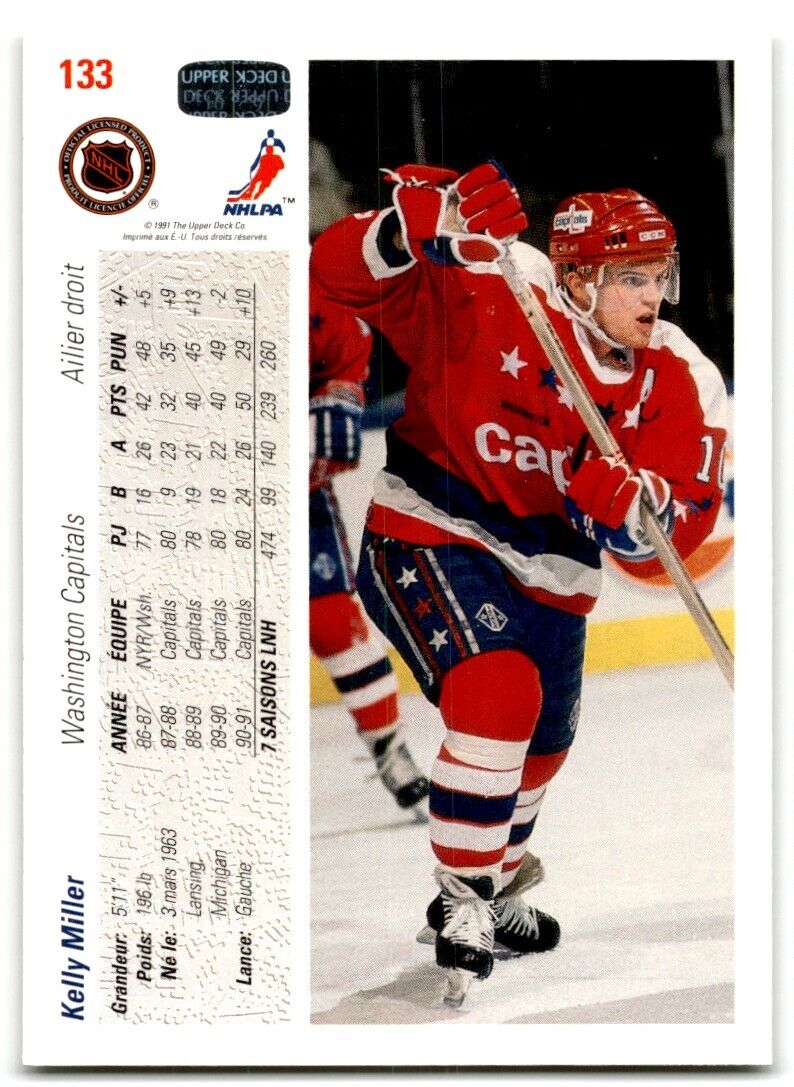 1991-92 Upper Deck French Kelly Miller Washington Capitals #133