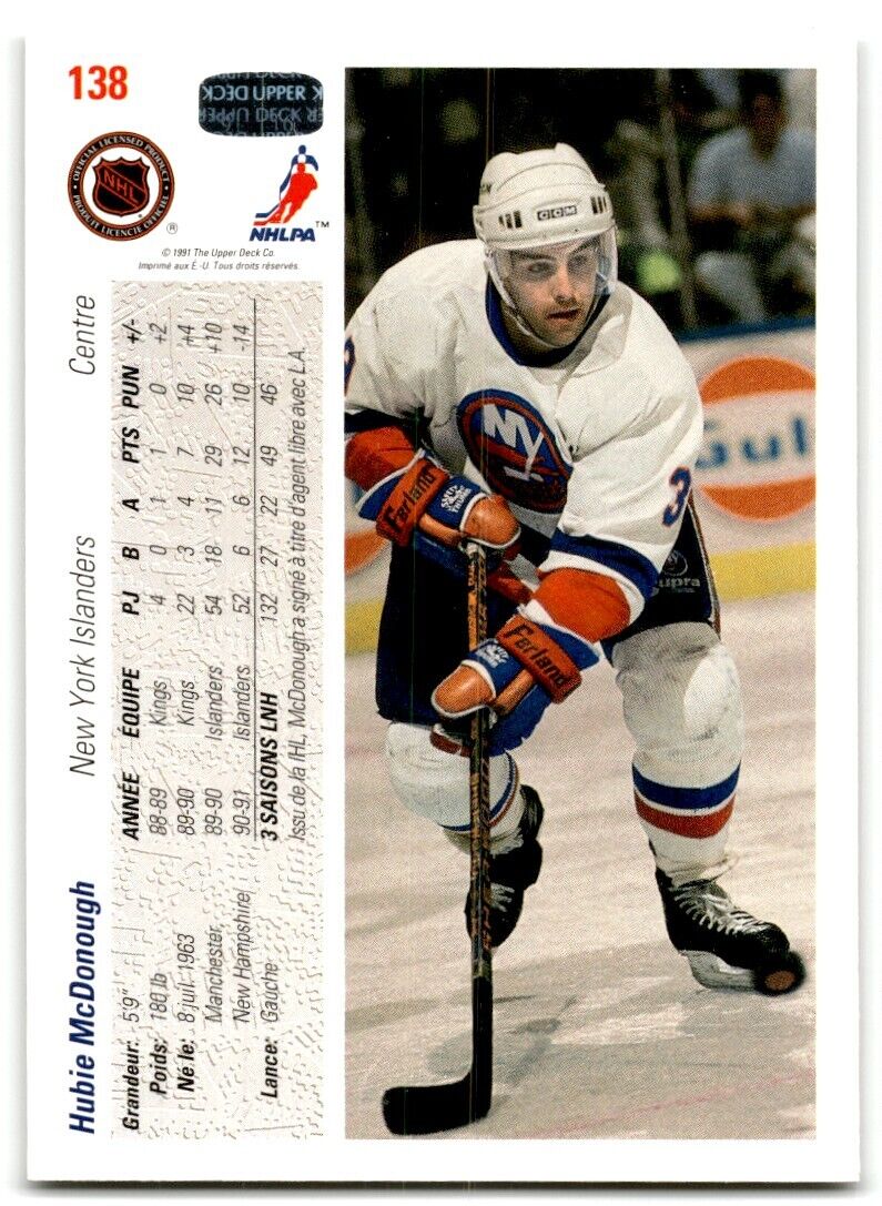 1991-92 Upper Deck Hubie McDonough New York Islanders #138