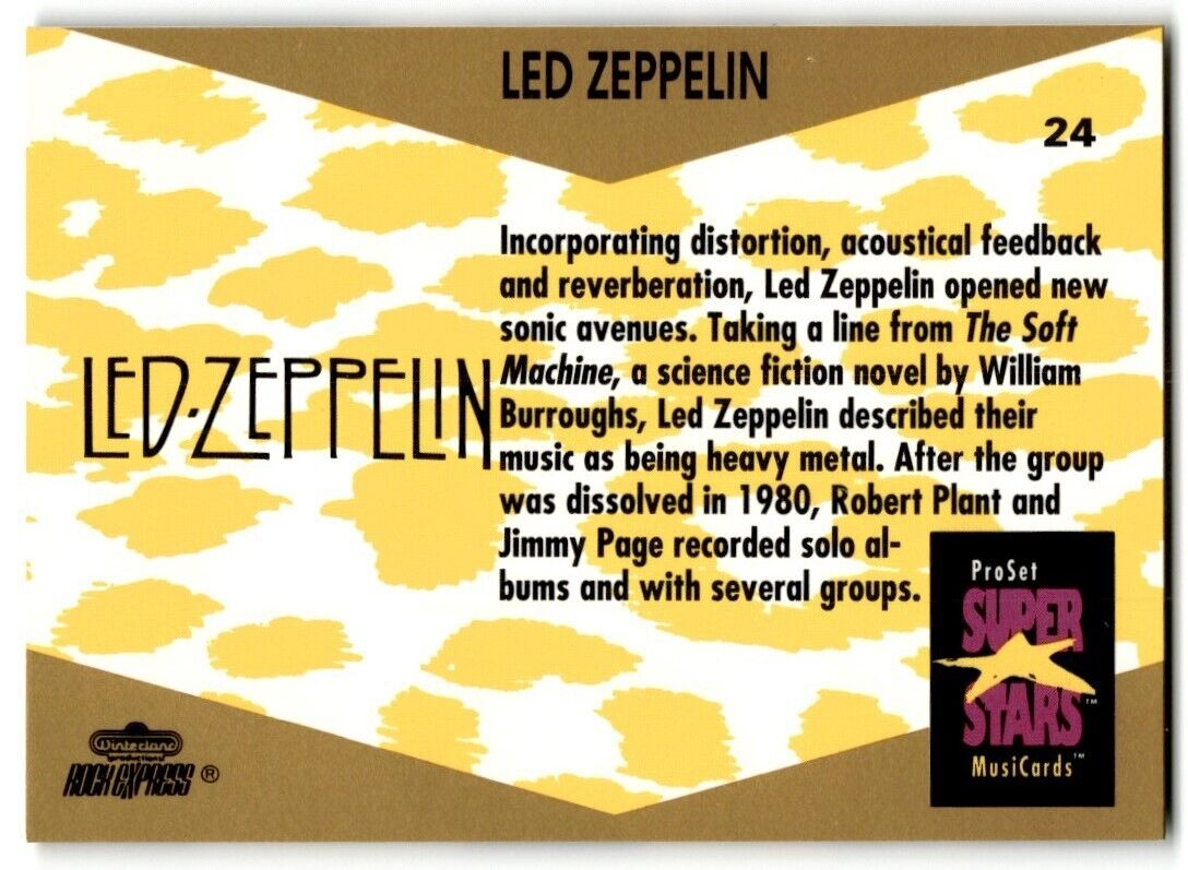 1991-92 ProSet Super Stars MusiCard Led Zeppelin #24