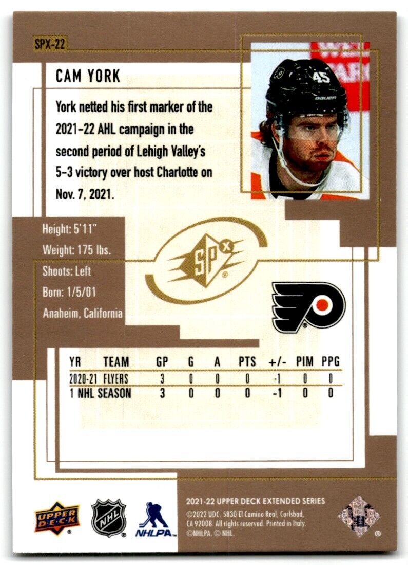 2021-22 Upper Deck 1999-00 SPx Retro Cam York Philadelphia Flyers #SPX-22