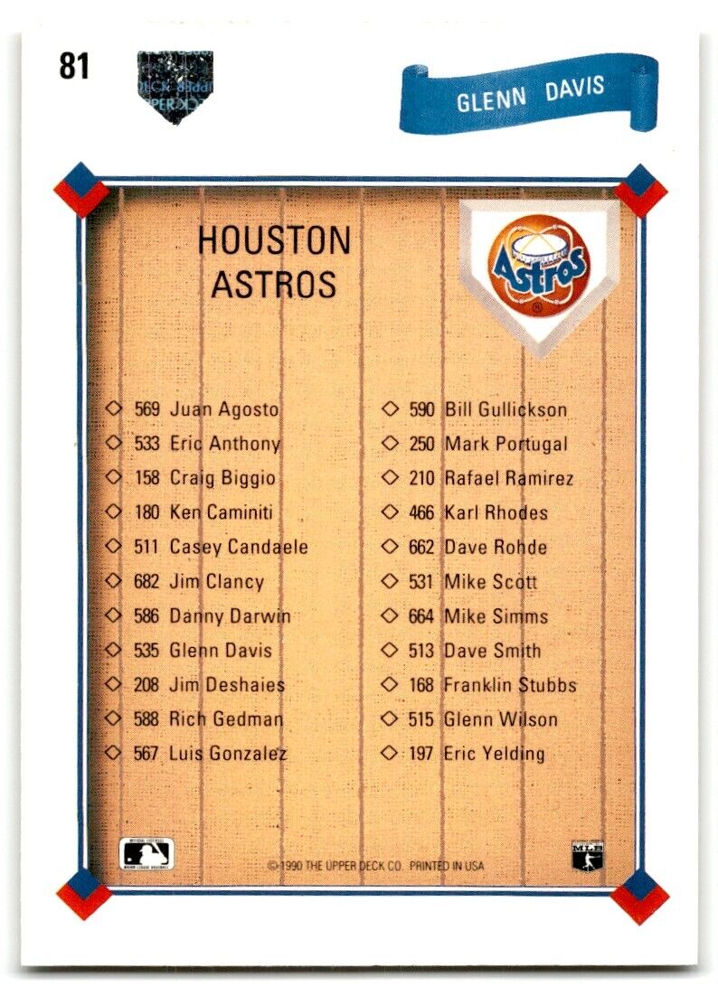 1991 Upper Deck Glenn Davis Houston Astros #81