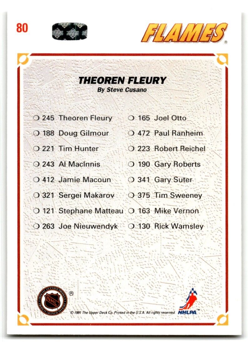 1991-92 Upper Deck Collector's choice Theo Fleury Calgary Flames #80A