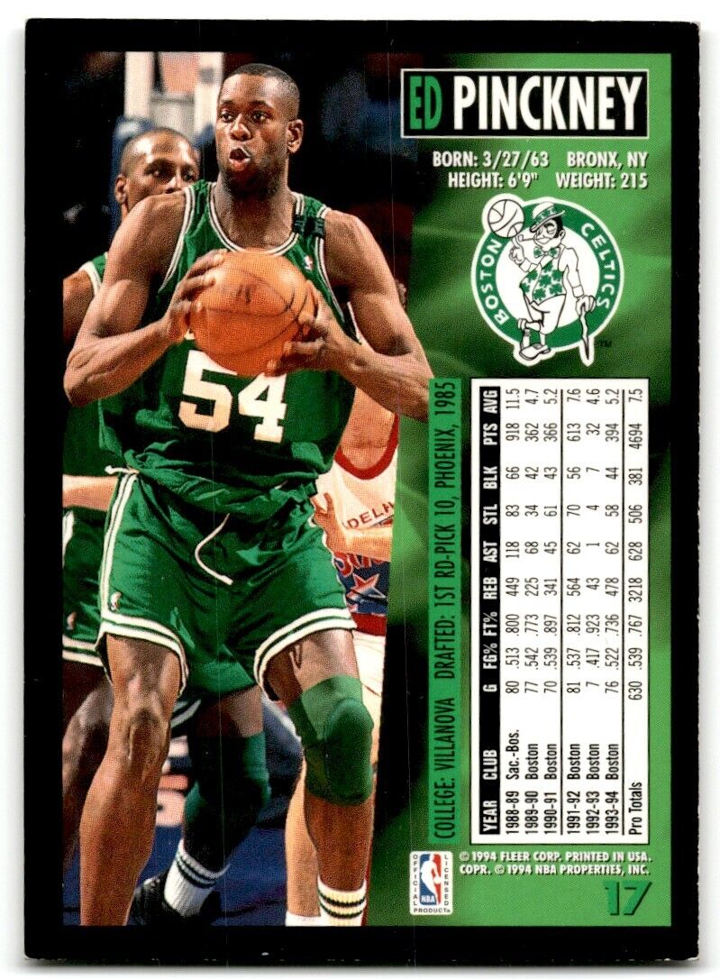 1994-95 Fleer Ed Pinckney Boston Celtics #17