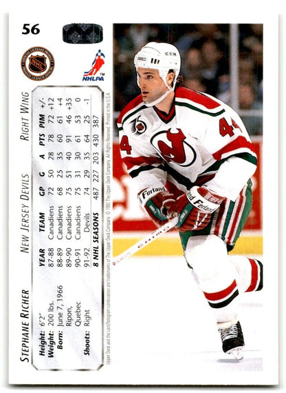 1992-93 Upper Deck Stephane Richer New Jersey Devils #56