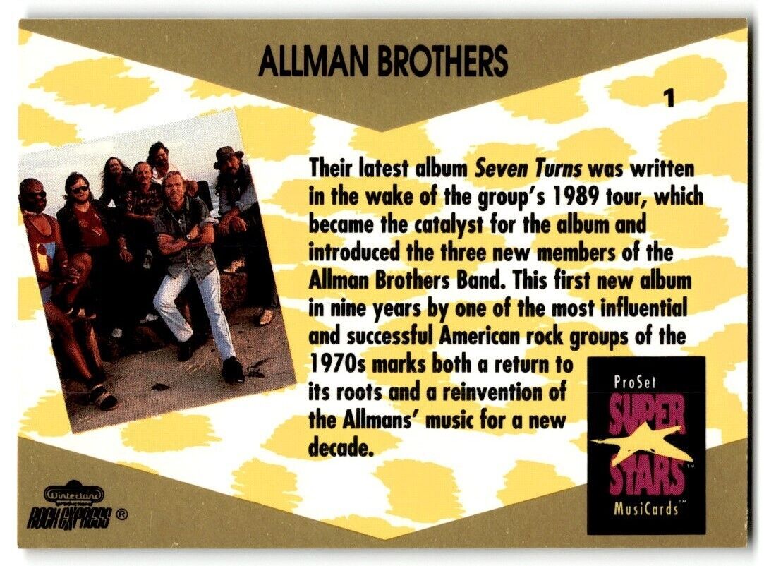 1991-92 ProSet Super Stars MusiCard Allman Brothers #1