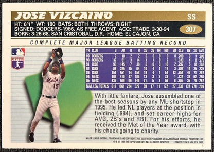 1996 Topps Jose Vizcaino New York Mets #307