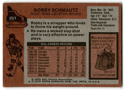 1975-76 Topps Bobby Schmautz Boston Bruins #251