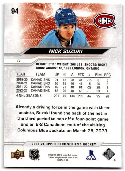 2023-24 Upper Deck Nick Suzuki Montreal Canadiens #94