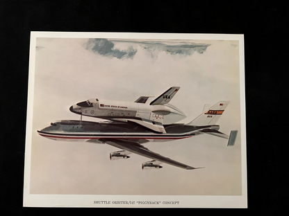 NASA Space Shuttle Orbiter - 747 Piggyback concept litho 8X10