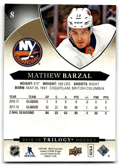 2018-19 Upper Deck Trilogy Mathew Barzal New York Islanders #8