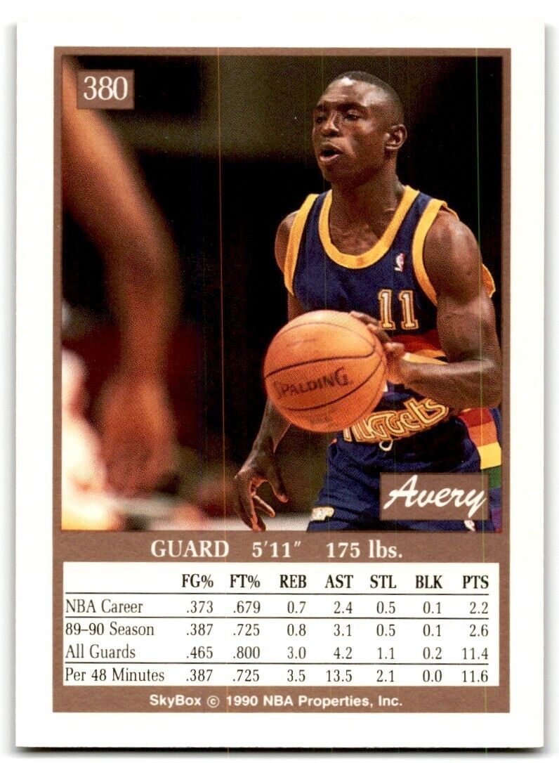 1990-91 SkyBox Avery Johnson Rookie Denver Nuggets #380