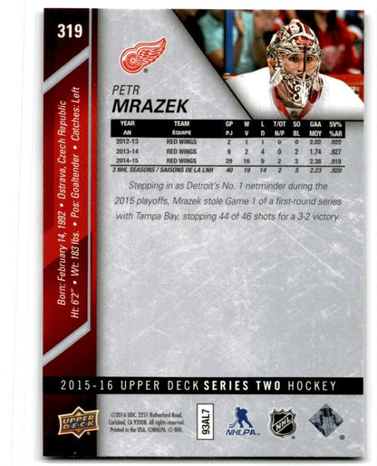 2015-16 Upper Deck Petr Mrazek Detroit Red Wings #319