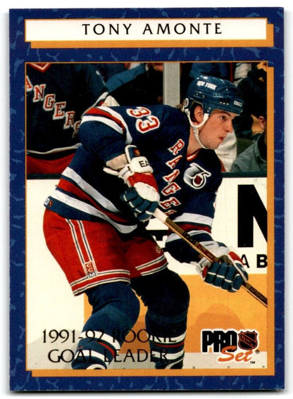 1992-93 Pro Set Rookie Goal Leaders Tony Amonte New York Rangers #1