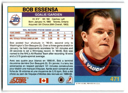 1991-92 Score Canadian Bilingual Bob Essensa Winnipeg Jets #471