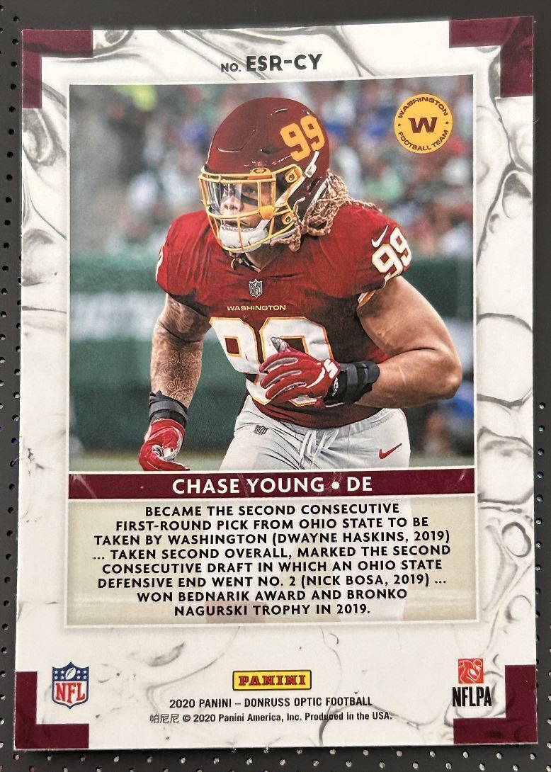 2020 Panini Donruss Optic RC Chase Young Rookie Washington Redskins #ESR-CY