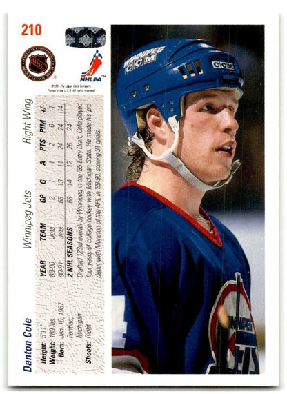 1991-92 Upper Deck Danton Cole Winnipeg Jets #210