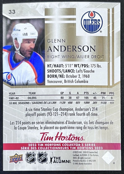 2023-24 Upper Deck Tim Hortons Legends Tim Horton Glenn Anderson Edmonton Oilers