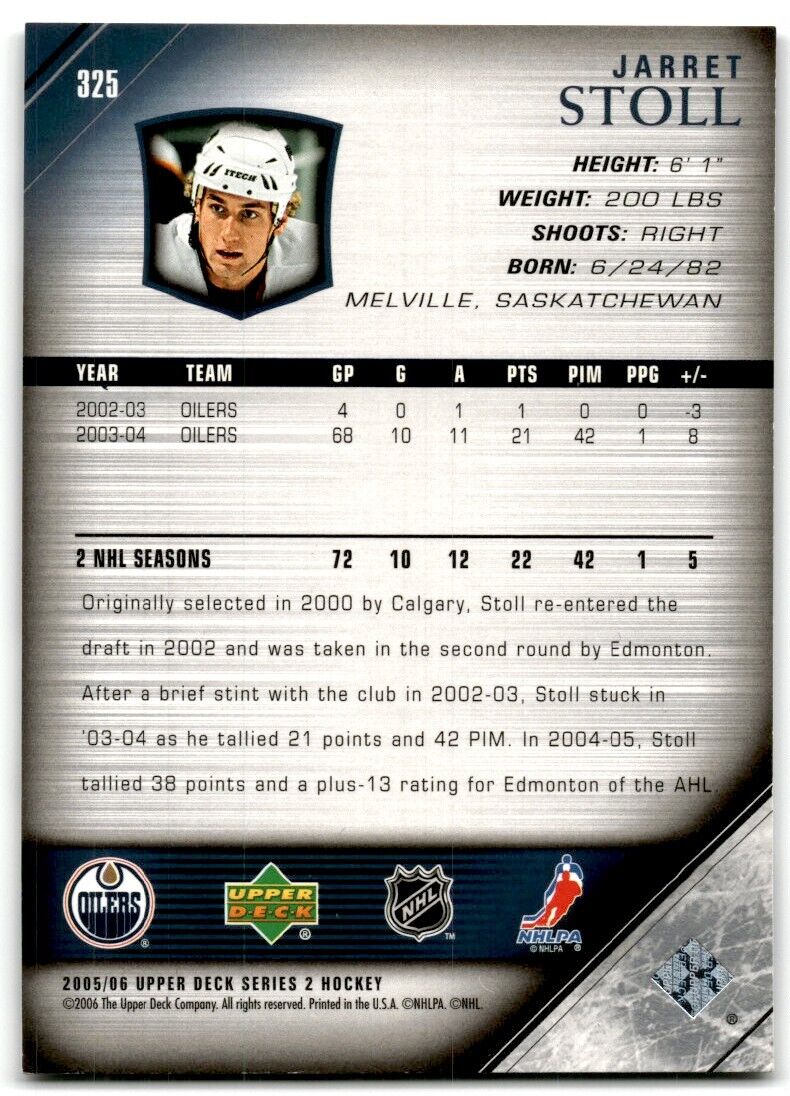 2005-06 Upper Deck Jarret Stoll Edmonton Oilers #325