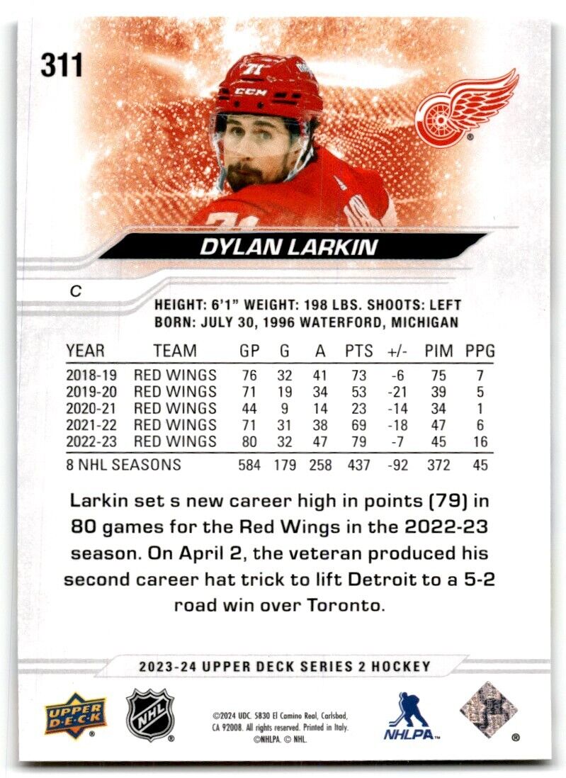 2023-24 Upper Deck Dylan Larkin Detroit Red Wings #311